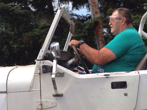 I Passed This Guy Driving Down The Highway Without A Windshield