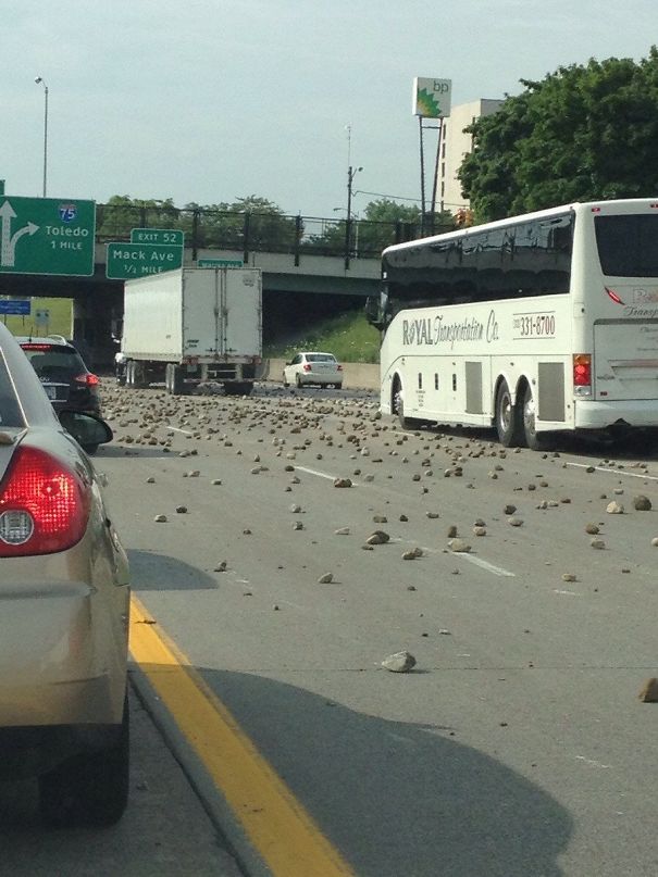 Ahh, The Annual Migration Of The Rocks Across The Freeway
