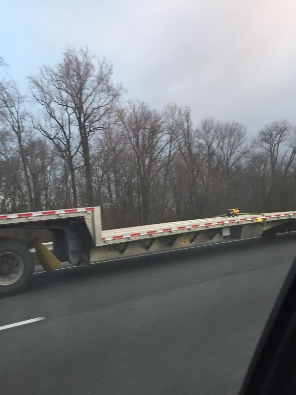 This Big Rig Was Hauling A Tonka Truck On My Way To Work This Morning