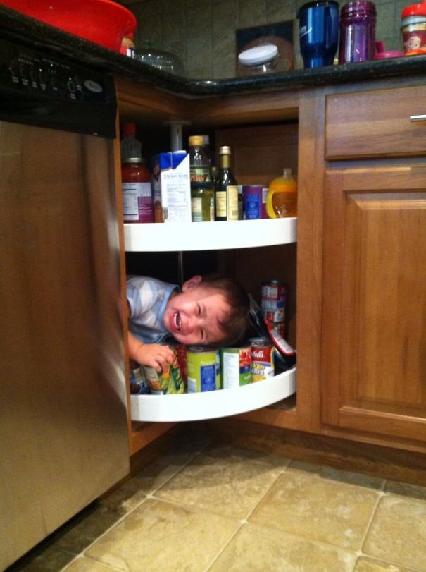 So My Aunt Forgot To Put A Baby Lock On One Of Her Cabinets