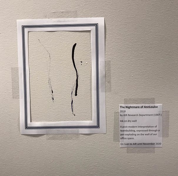A Pen Exploded On Our Office Wall, So I Converted It Into A Modern Art Exhibit