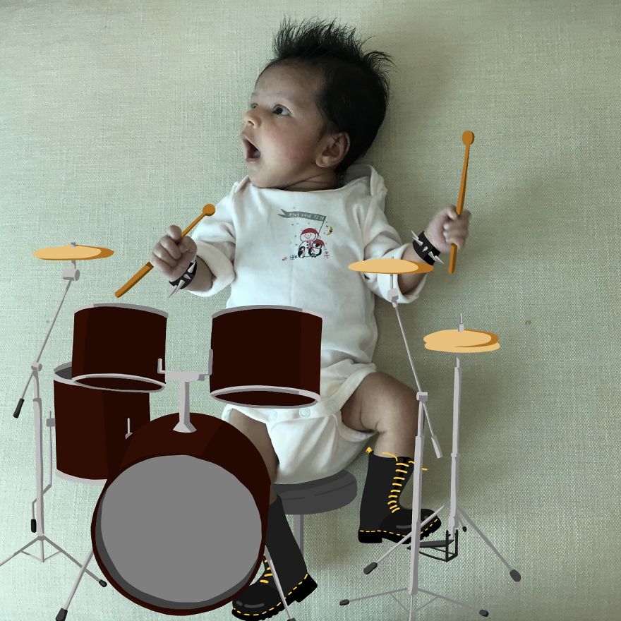 We Take Our Newborn Daughter On Adventures By Illustrating Her Pictures That We Make Every Week