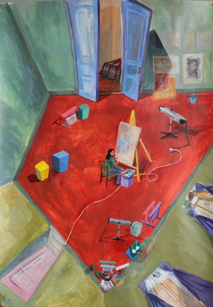 The Room (Acrylic, Paper 100 X 70 Cm)