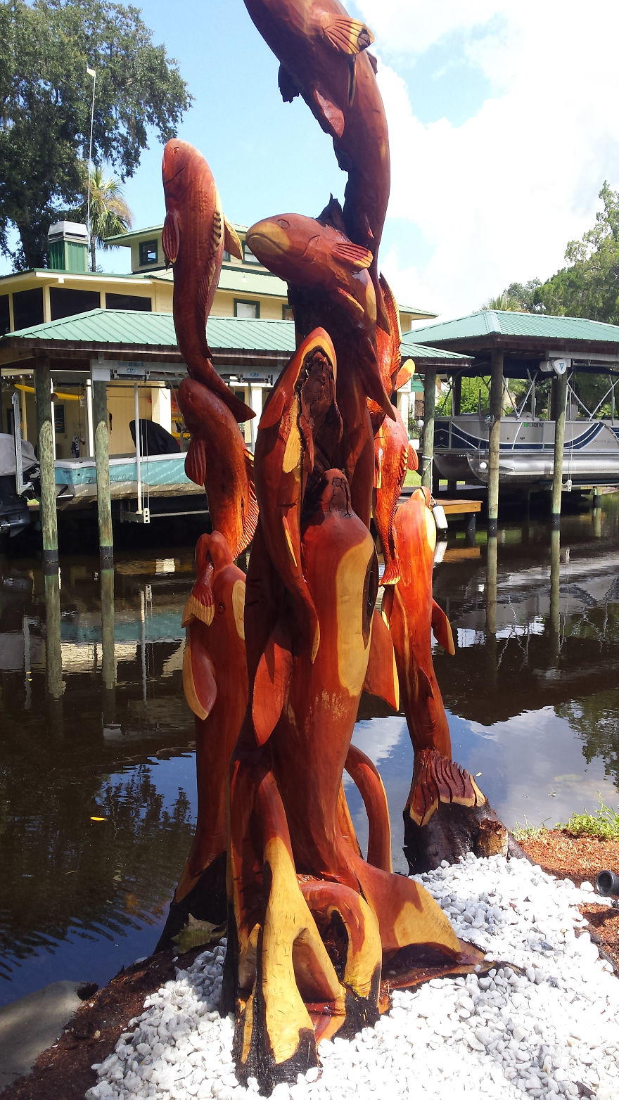 Creating Art Sculpture From Cedar Trees Damaged In A Hurricane