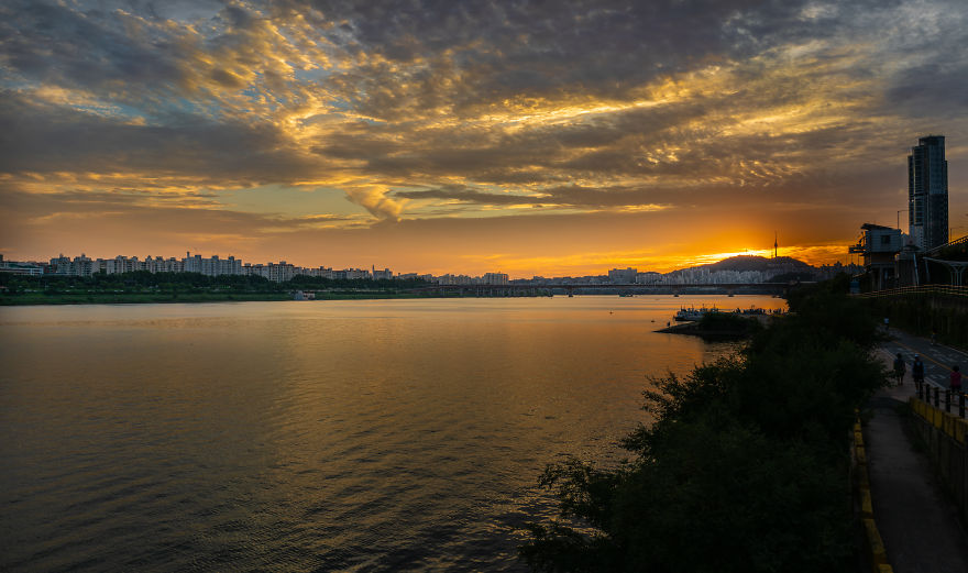 The Sun Sets Behind Namsan Tower