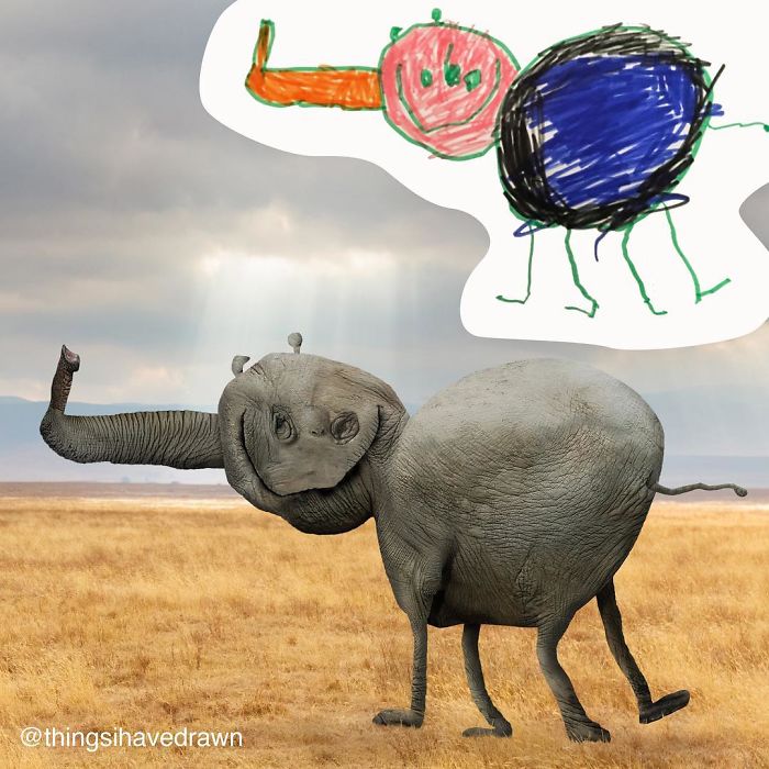 Kid's Drawing Of An Elephant