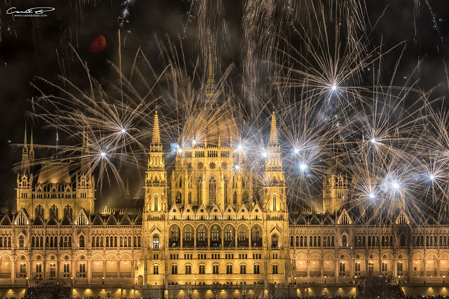 Fireworks Over The Parliament Of Hungary 2018