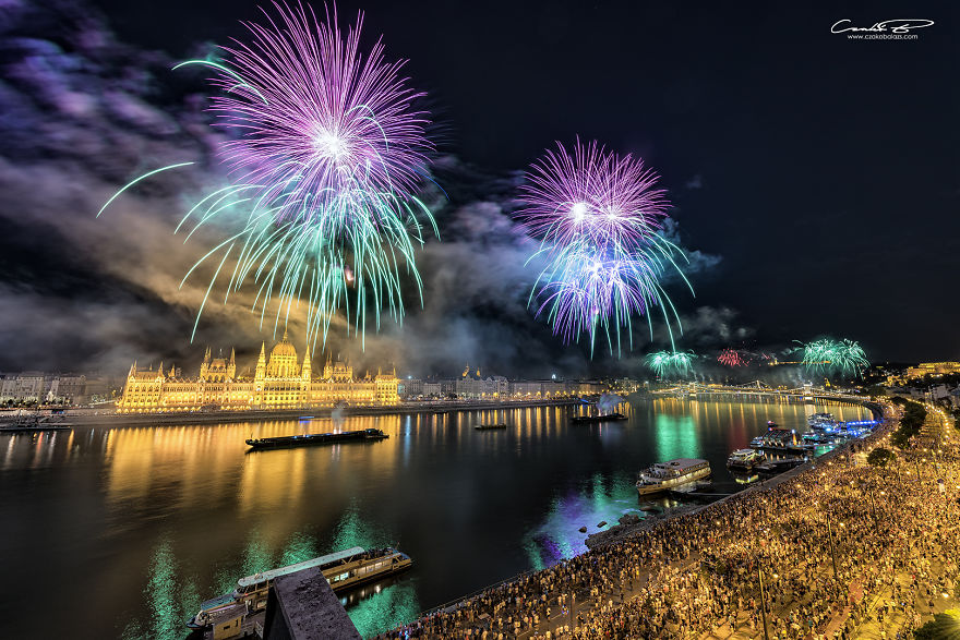Fireworks Over The Parliament Of Hungary 2018
