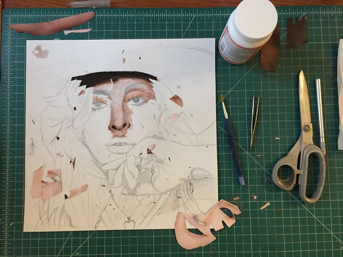 I Spent 50+ Hours Making A Portrait Of Lady Gaga Out Of Paper From Magazines