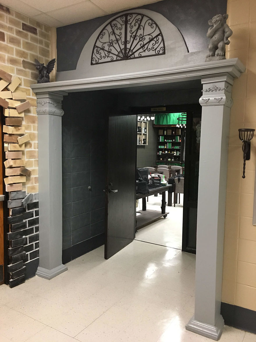 My Coworker And I Turned Boring School Hallways Into Hogwarts