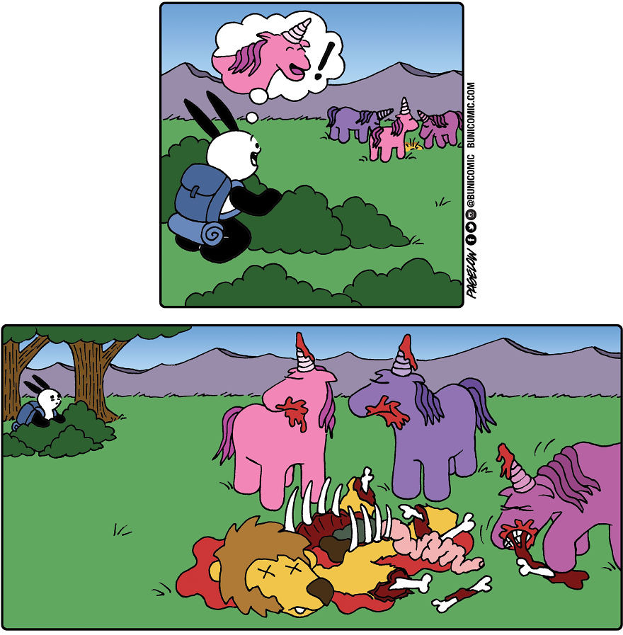 Cartoonist Puts A Cute Bunny In Dark Situations, And We Can't Get Enough