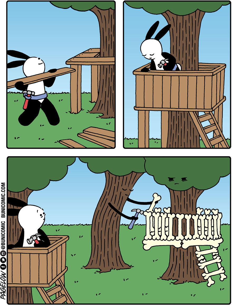 Cartoonist Puts A Cute Bunny In Dark Situations, And We Can't Get Enough