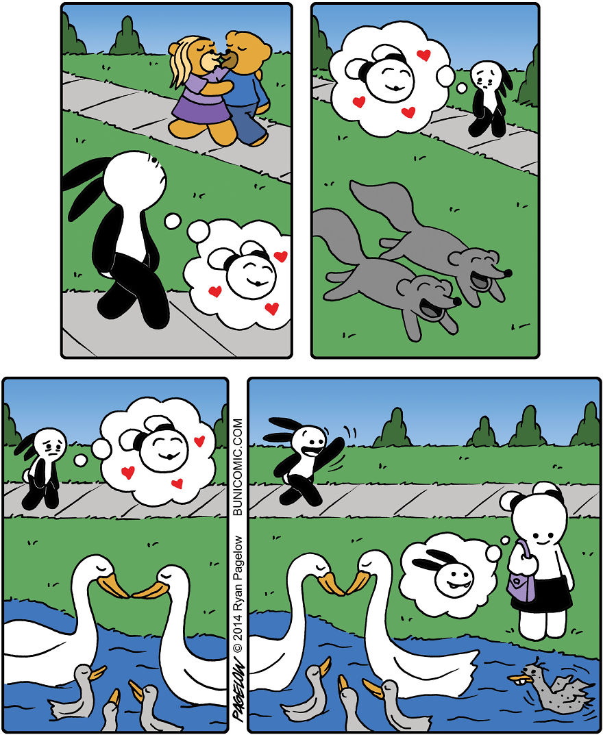 Cartoonist Puts A Cute Bunny In Dark Situations, And We Can't Get Enough