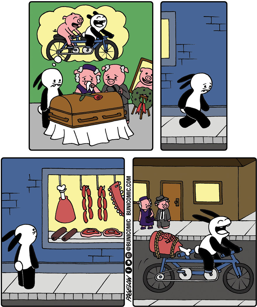 Cartoonist Puts A Cute Bunny In Dark Situations, And We Can't Get Enough