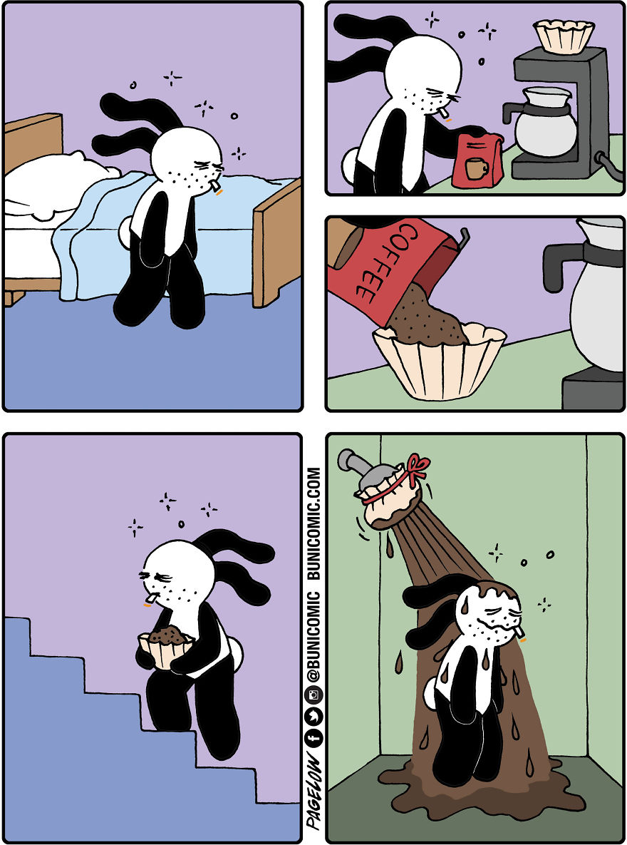 Cartoonist Puts A Cute Bunny In Dark Situations, And We Can't Get Enough