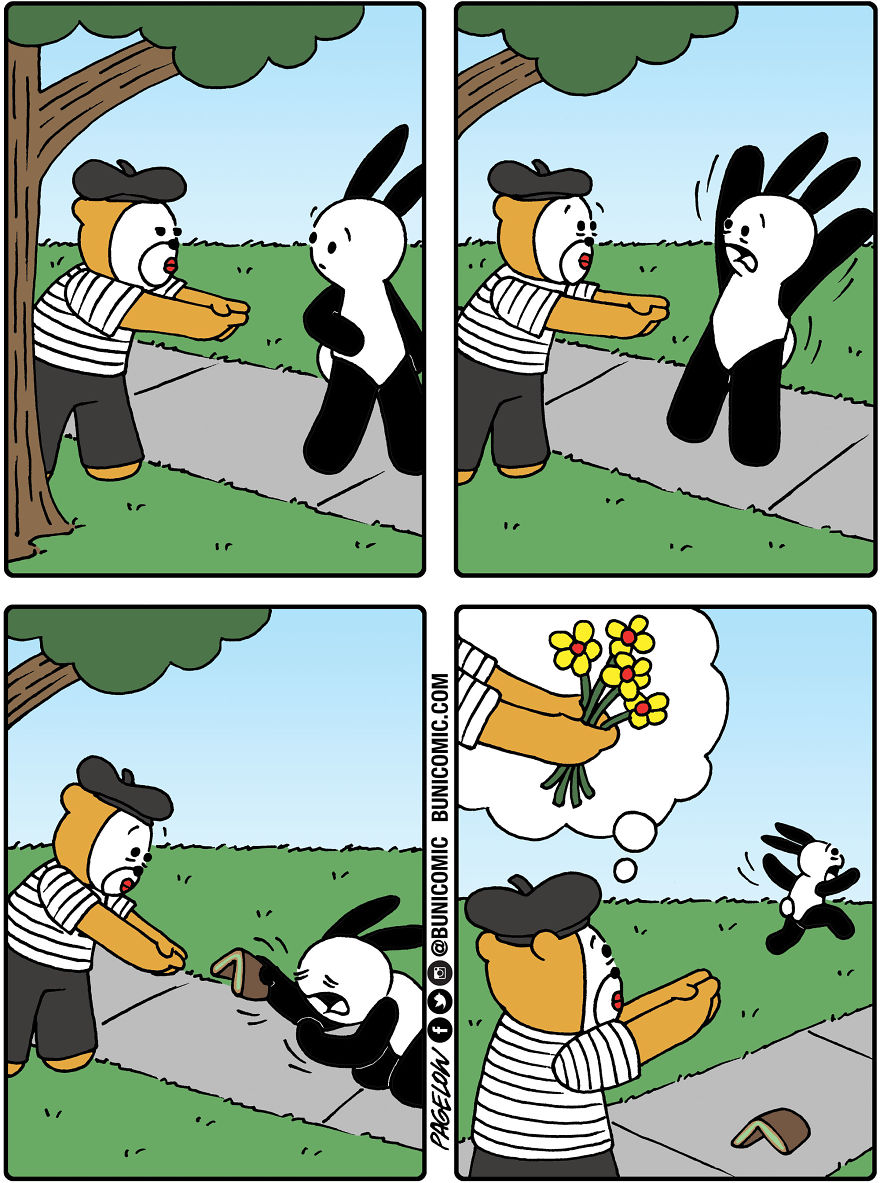 Cartoonist Puts A Cute Bunny In Dark Situations, And We Can't Get Enough