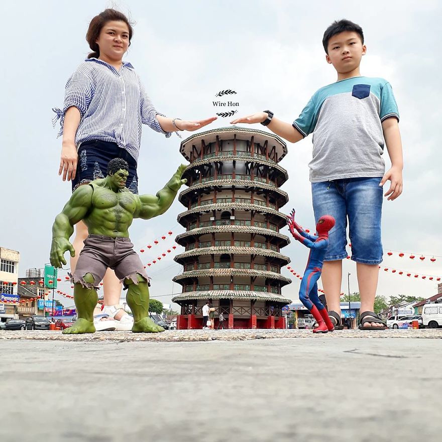 With Just One Smartphone, Man Makes Incredible Pictures Of Him With Toy Superheroes Using Perspective
