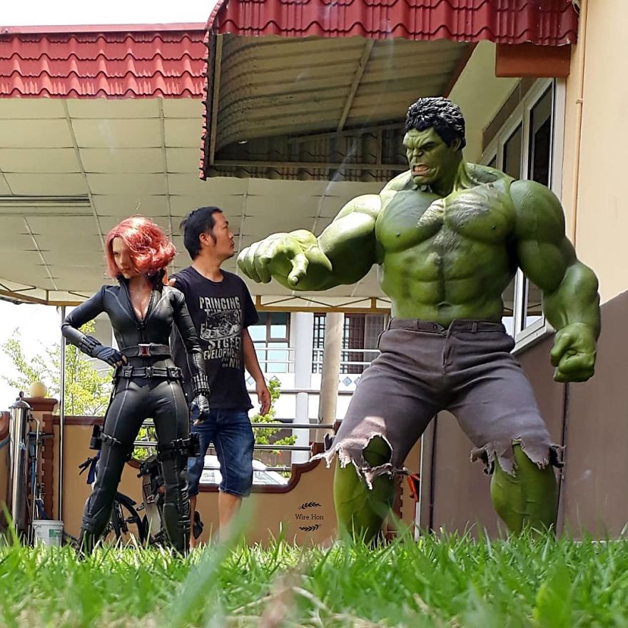 With Just One Smartphone, Man Makes Incredible Pictures Of Him With Toy Superheroes Using Perspective