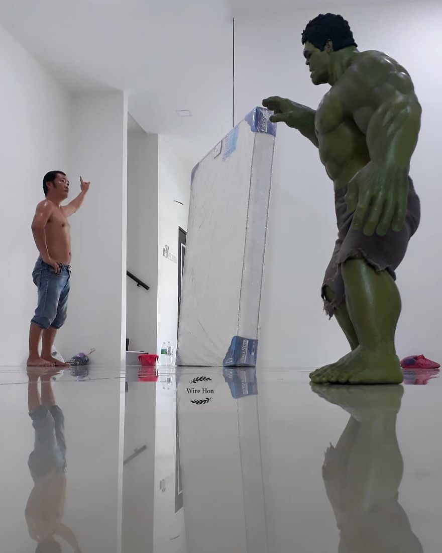 With Just One Smartphone, Man Makes Incredible Pictures Of Him With Toy Superheroes Using Perspective