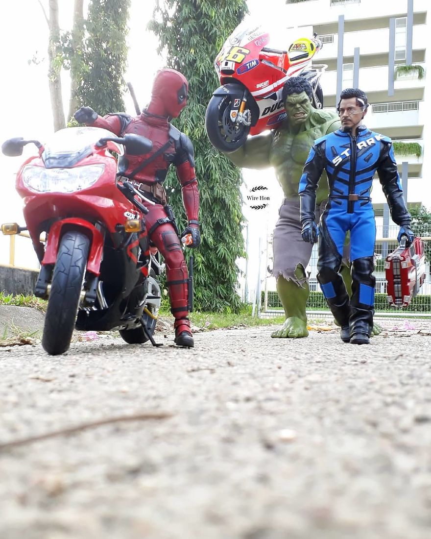 With Just One Smartphone, Man Makes Incredible Pictures Of Him With Toy Superheroes Using Perspective