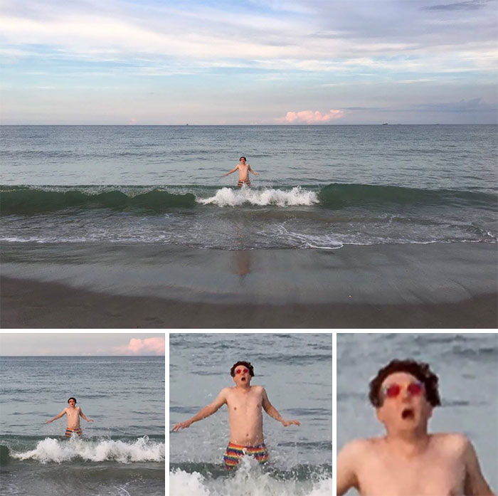 My Boyfriend Didn't Warn Me A Wave Was Coming As I Posed For A Beach Photo