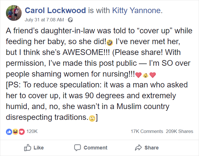 This Man Told A Breastfeeding Mother To Cover Up And She Took His Request Literally This Man Told A Breastfeeding Mother To Cover Up And She Took His Request Literally