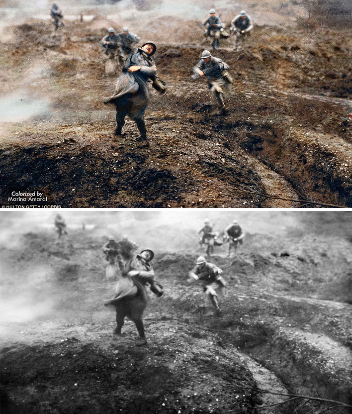 French Soldier Falls After Being Shot In No-Man's-Land At Verdun