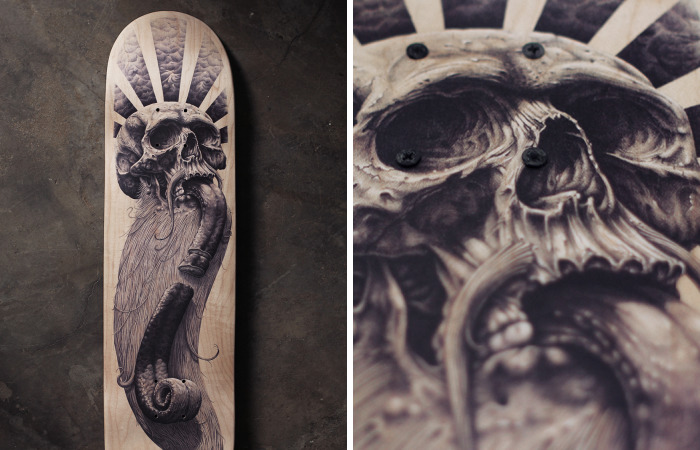 Bic Pen Illustrations On Blank Skate Decks