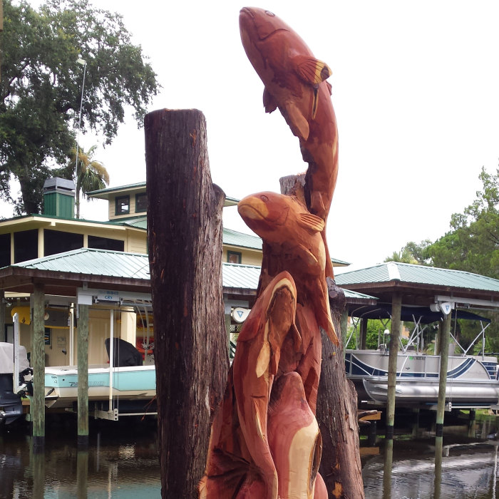 Creating Art Sculpture From Cedar Trees Damaged In A Hurricane
