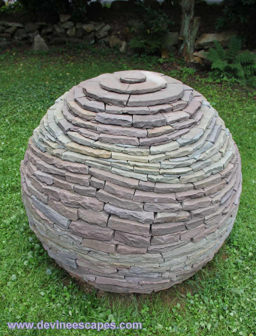 I Build Garden Sphere Sculptures From Pieces Of Stone, Using No Glue Or Cement