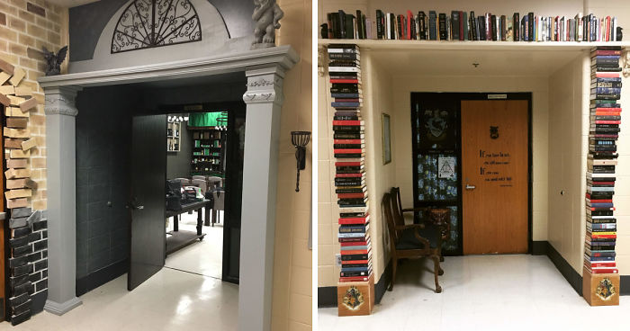 My Coworker And I Turned Boring School Hallways Into Hogwarts