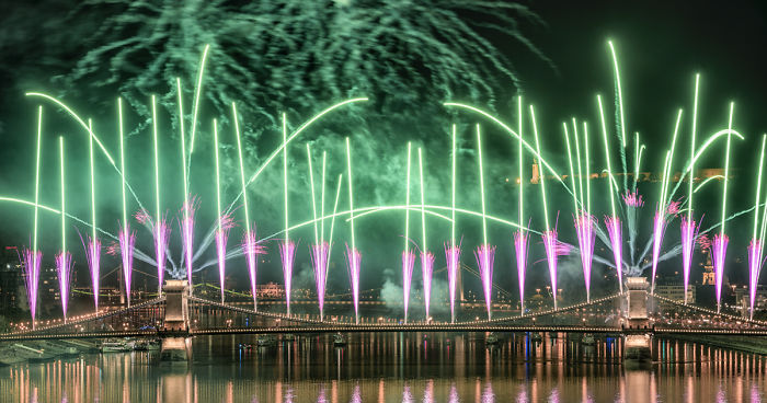 Fireworks Over The Parliament Of Hungary 2018