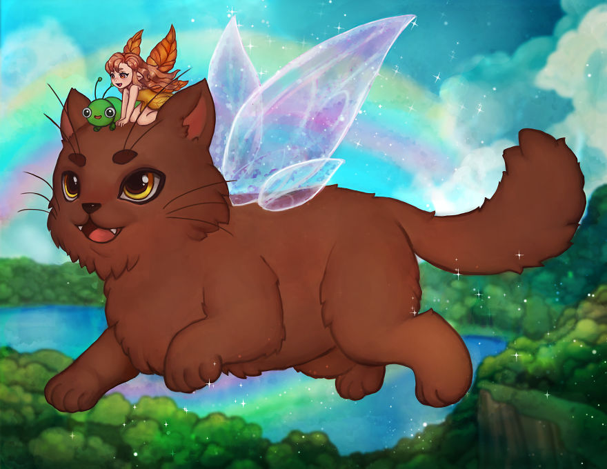 I Made 12 Cat And Fairy Illustrations Over 8 Months For A Whimsical 2019 Calendar