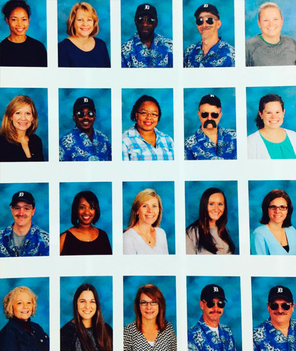 My Friend Is A Teacher. His Coworkers Take Magnum Pi And Picture Day Very Seriously