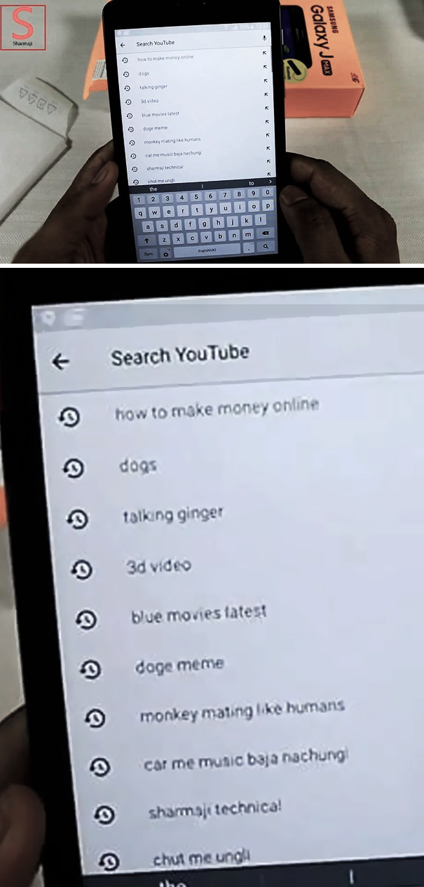 There's An Indian Youtube Tech Channel Sharmaji Technical Which Posts Tech Videos/Mobile Reviews In Hindi. Only This Time He Forgot To Clear The History Before Making The Video