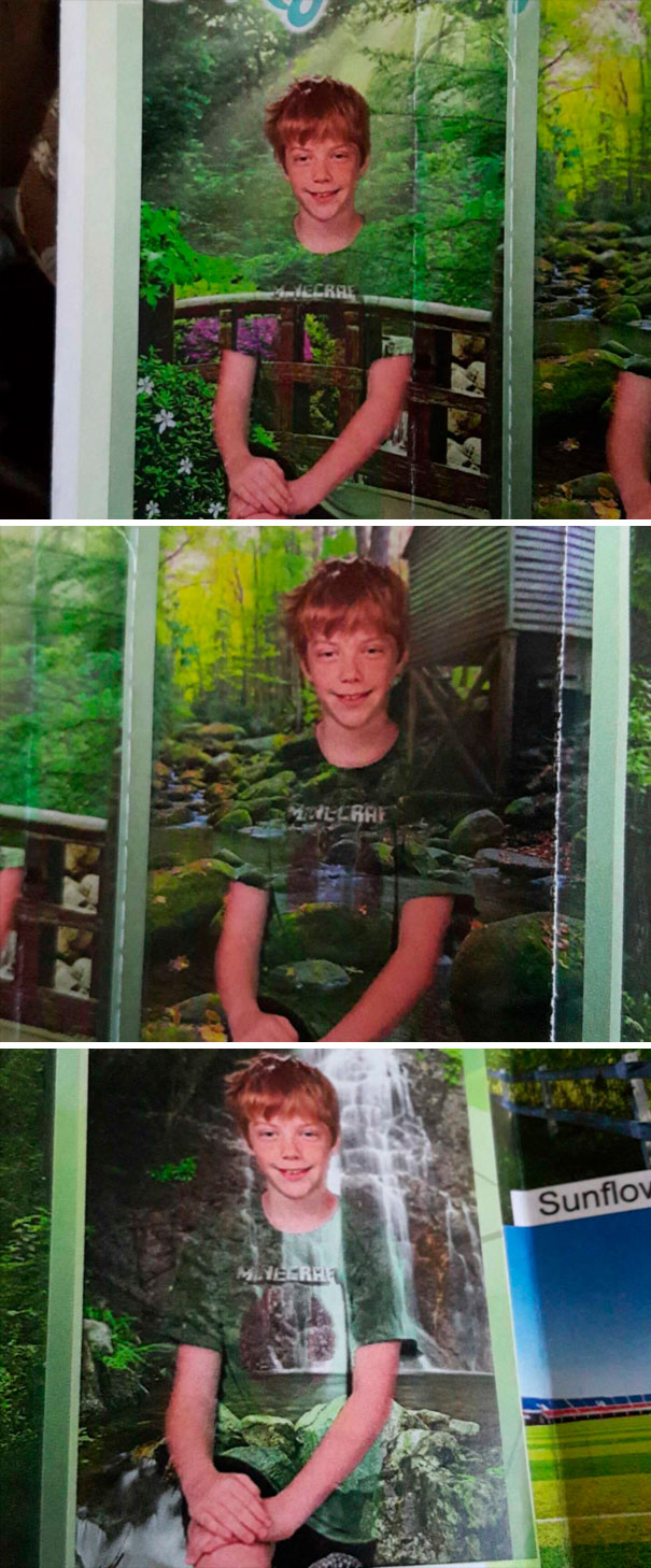 When Your Son "Forgets" To Tell You About The No Green Shirts On Picture Day Rule