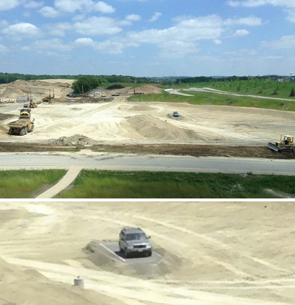 They're Removing A Parking Lot At My Work, But One Person Forgot To Move Their Car