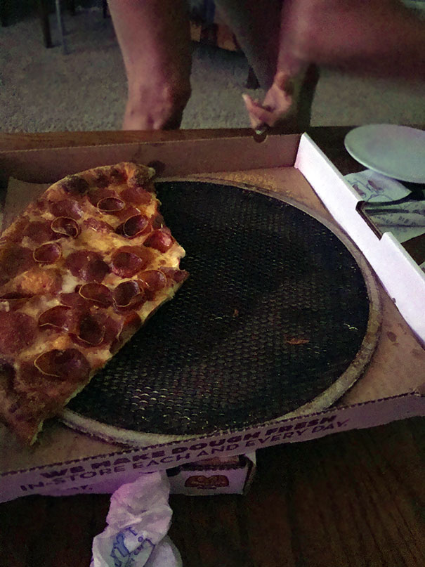 Our Pizza Place Forgot To Remove The Pizza Pan