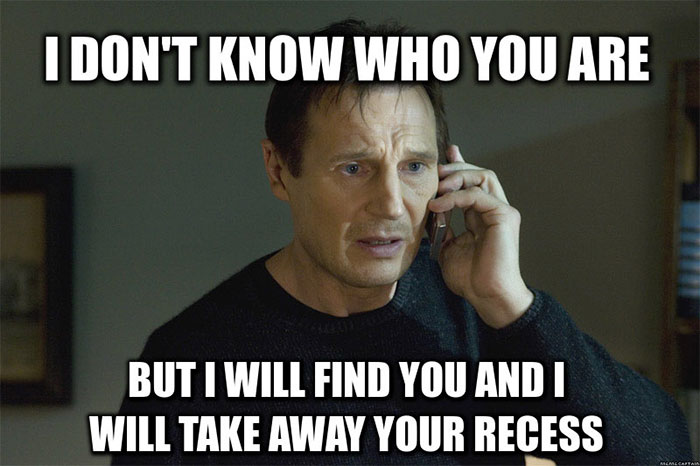 Man on phone with text overlay humorously depicting teacher's hardship.