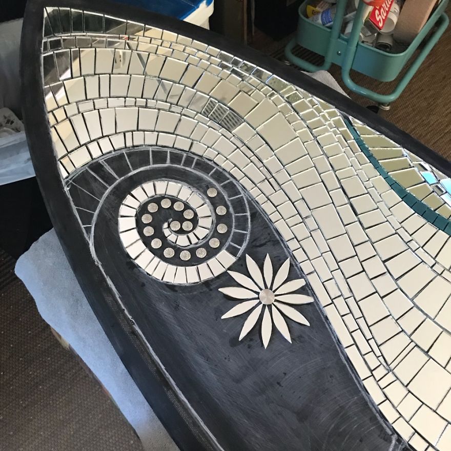 I Created A Mostly Mirror Mosaic Surfboard I Created A Mostly Mirror Mosaic Surfboard