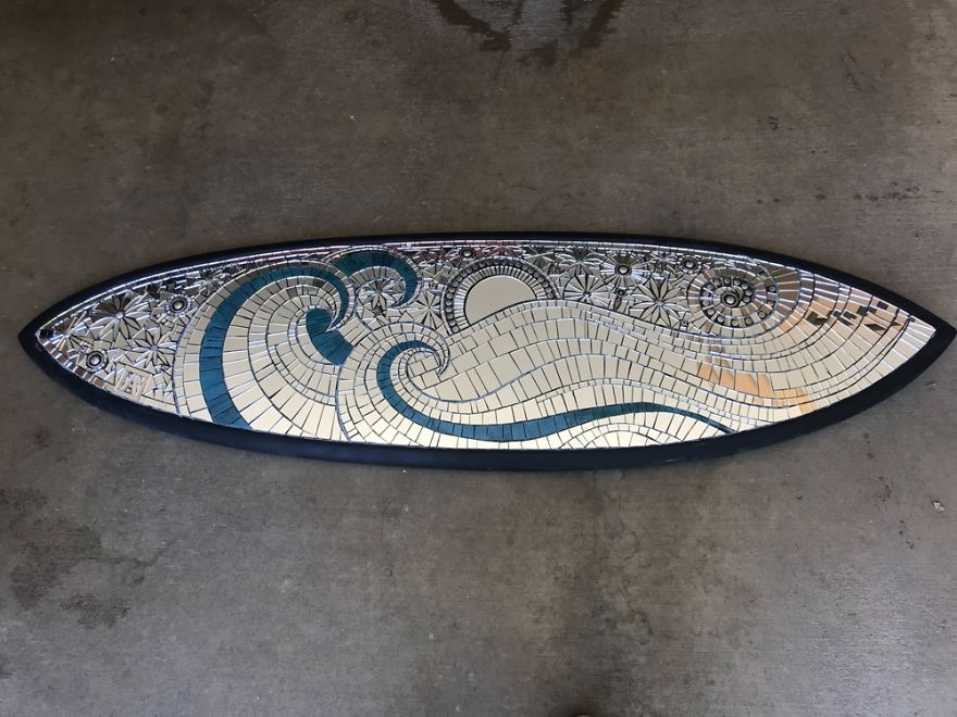 I Created A Mostly Mirror Mosaic Surfboard I Created A Mostly Mirror Mosaic Surfboard