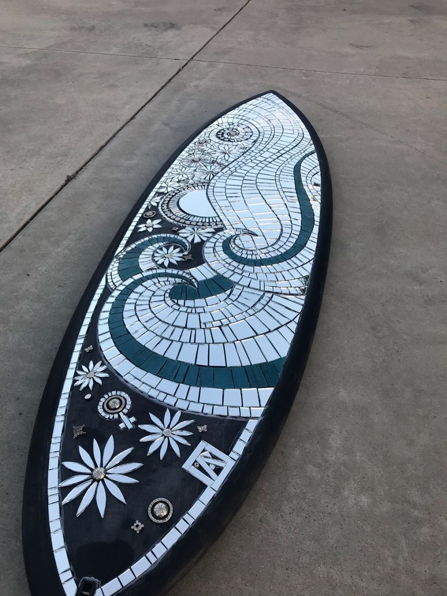 I Created A Mostly Mirror Mosaic Surfboard I Created A Mostly Mirror Mosaic Surfboard