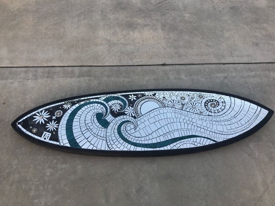 I Created A Mostly Mirror Mosaic Surfboard