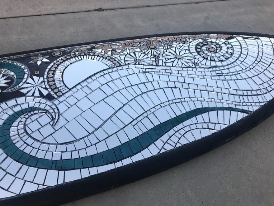 I Created A Mostly Mirror Mosaic Surfboard I Created A Mostly Mirror Mosaic Surfboard