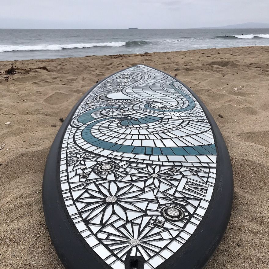 I Created A Mostly Mirror Mosaic Surfboard