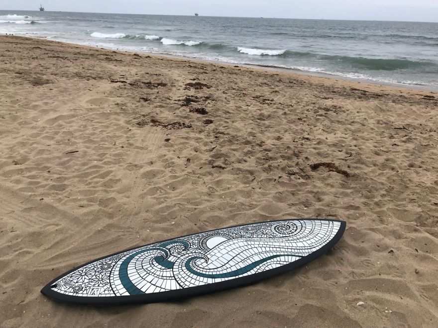 I Created A Mostly Mirror Mosaic Surfboard