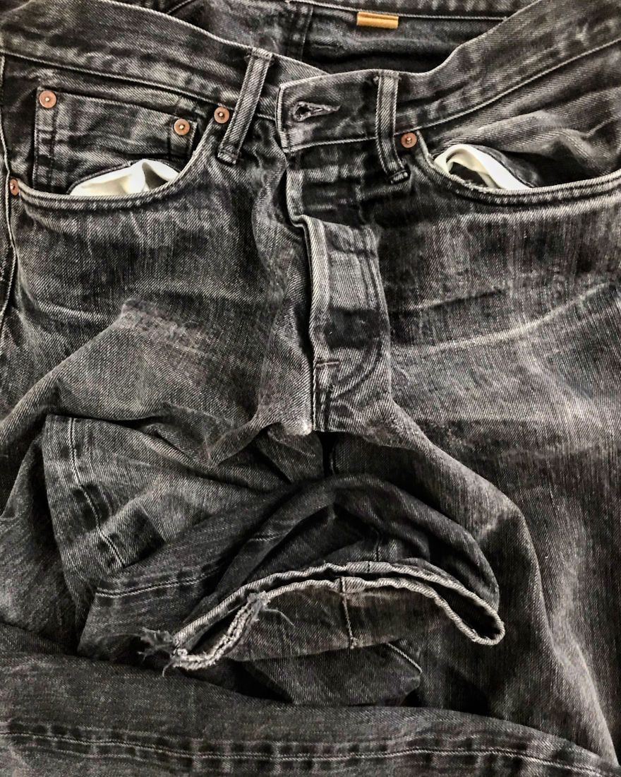 A Pair Of Black Jeans Feeling Blue.