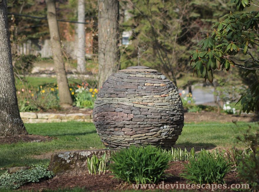 I Build Garden Sphere Sculptures From Pieces Of Stone, Using No Glue Or Cement