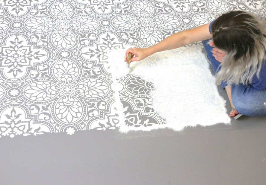 Use A Tile Stencil To Upgrade Your Boring Floor