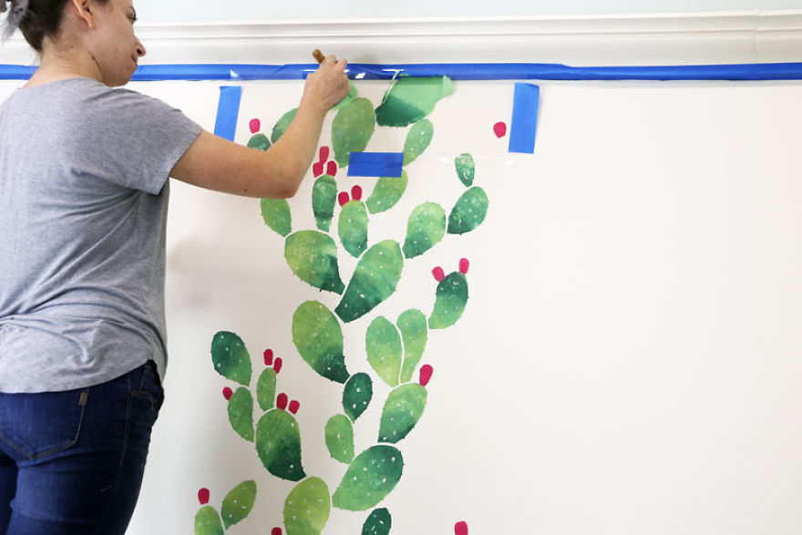 We Turned A Boring Wall Into An Instagrammable Cactus Paradise Using A Stencil We Turned A Boring Wall Into An Instagrammable Cactus Paradise Using A Stencil